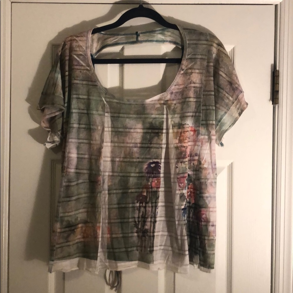 Free People Watercolor Floral Print Tee